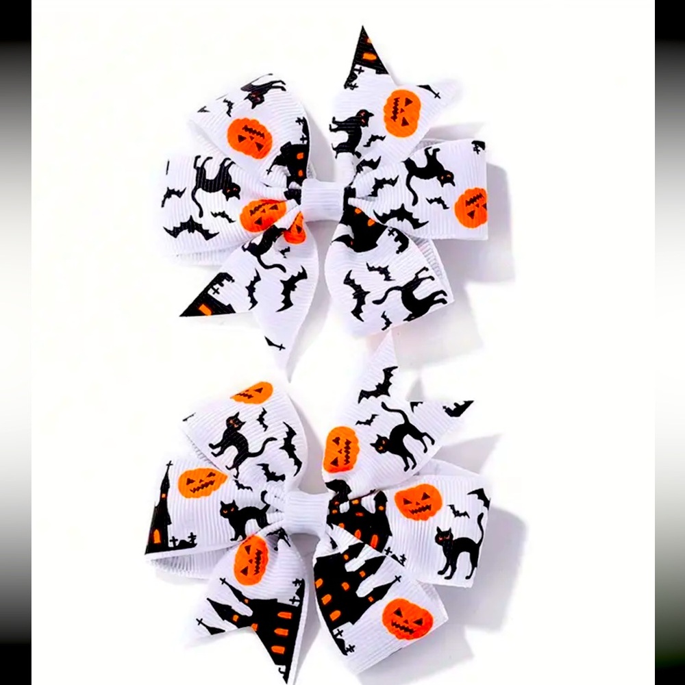 New 2 piece Halloween hair bows